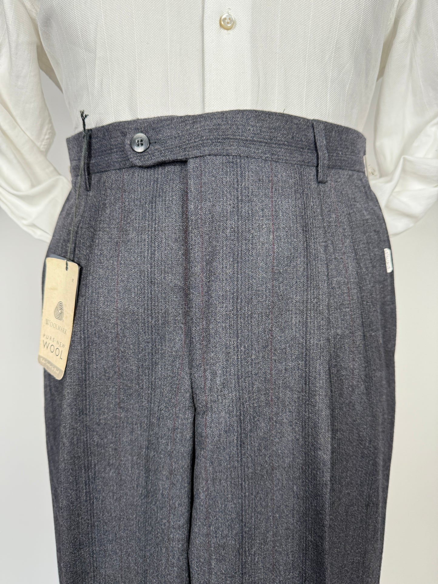 Pantaloni flanella grigia riga rossa anni ‘90 (NOS) - tg. 48/50