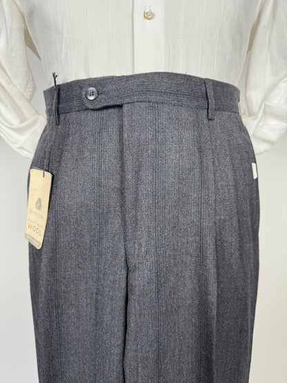 Pantaloni flanella grigia riga rossa anni ‘90 (NOS) - tg. 48/50