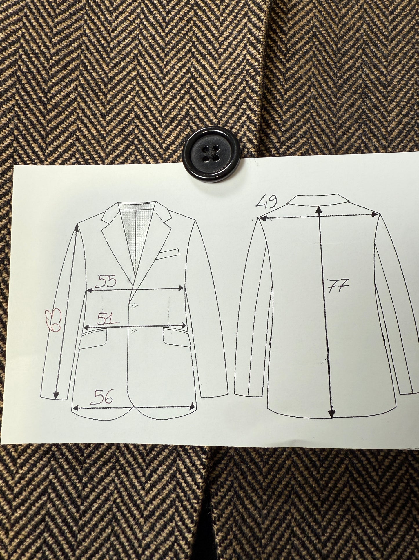 Giacca in puro cashmere marrone spigato - tg. 50