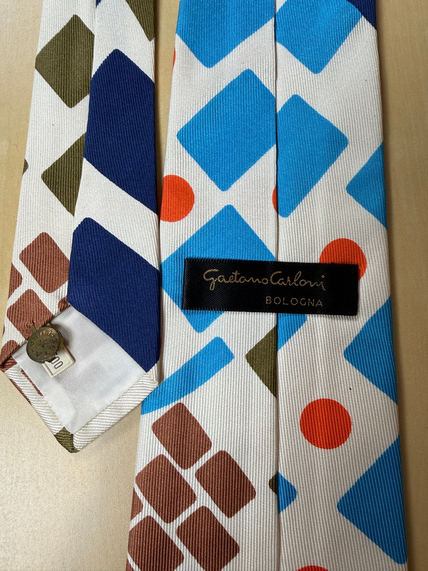 Cravatta anni ‘70 geometrica multicolore (nuova)