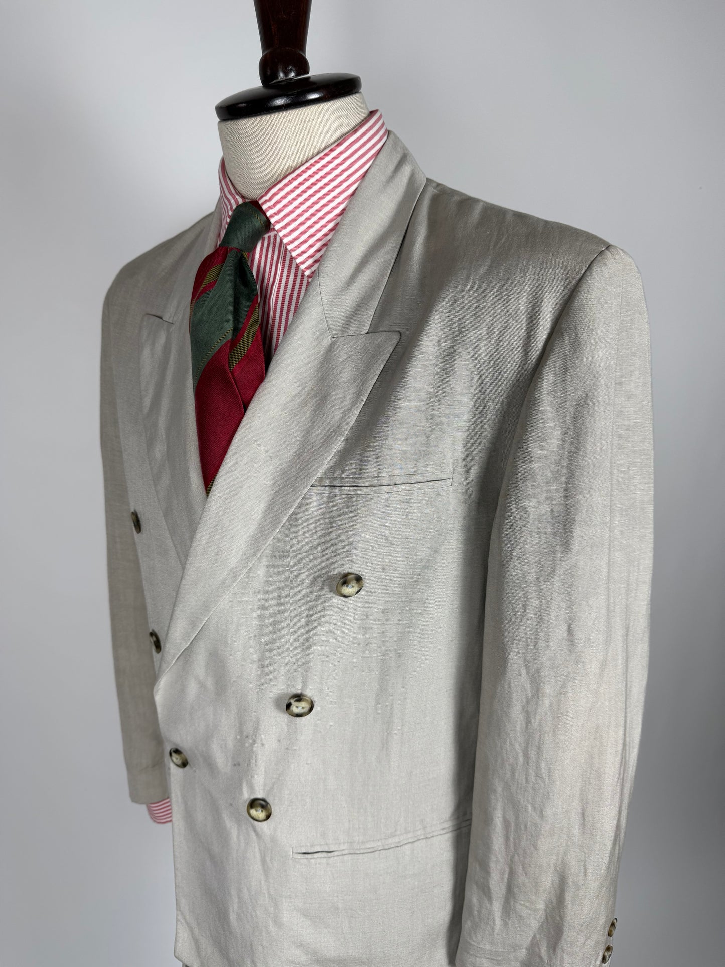 Completo doppiopetto anni '80 oversize viscosa e lino - tg. 46 corta