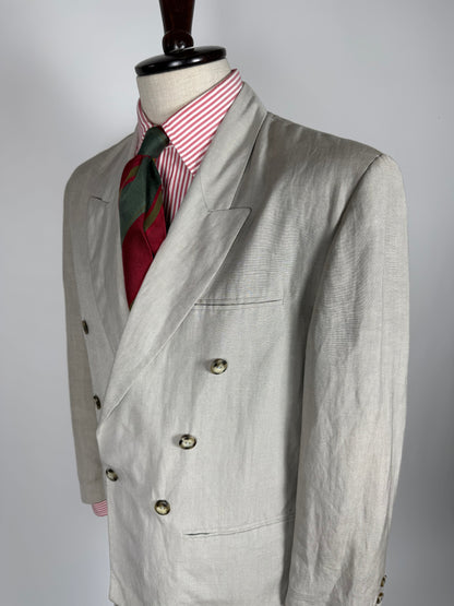 Completo doppiopetto anni '80 oversize viscosa e lino - tg. 46 corta