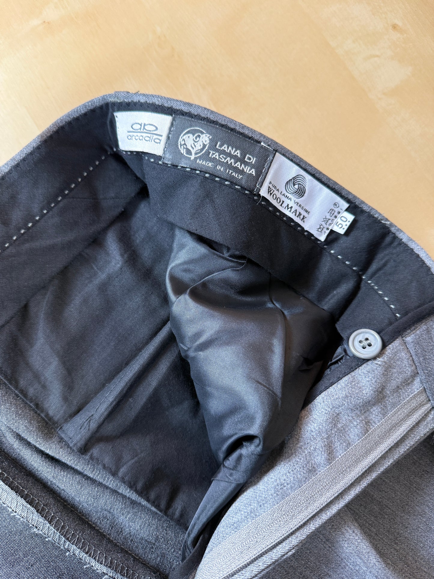Pantaloni anni ‘90 flanella pettinata grigio chiaro (NOS) - tg. 52/54