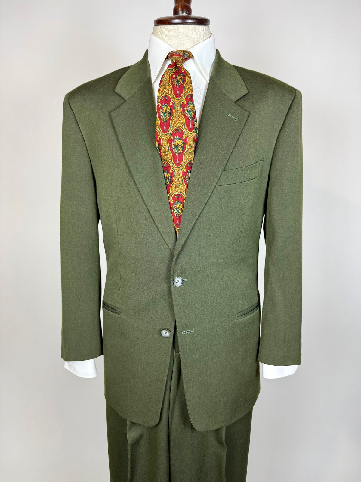 Completo anni '80 misto lana verde - tg. 48 drop alto