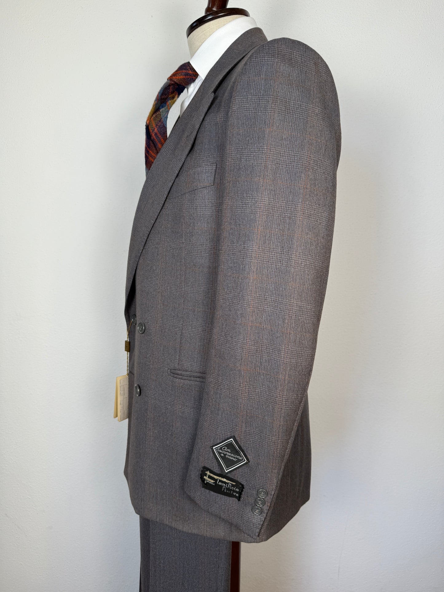 Completo doppiopetto anni ‘70/‘80 flanella principe di Galles (NOS) - tg. 48