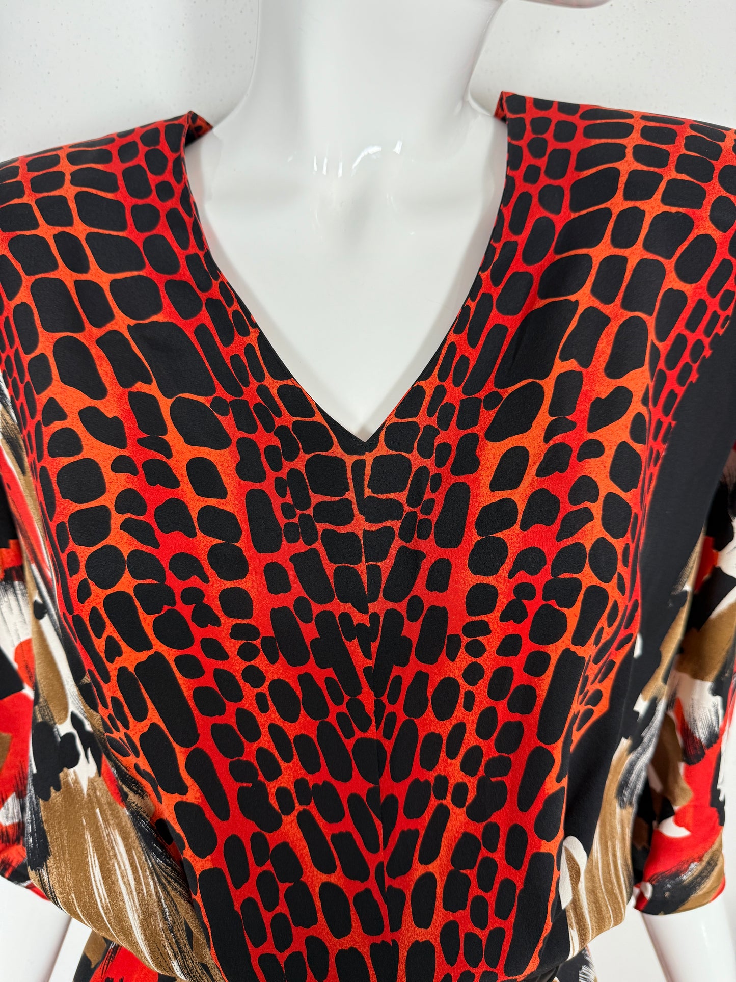 Abito anni ‘80 in pura seta animalier/astratto - tg. 42/44