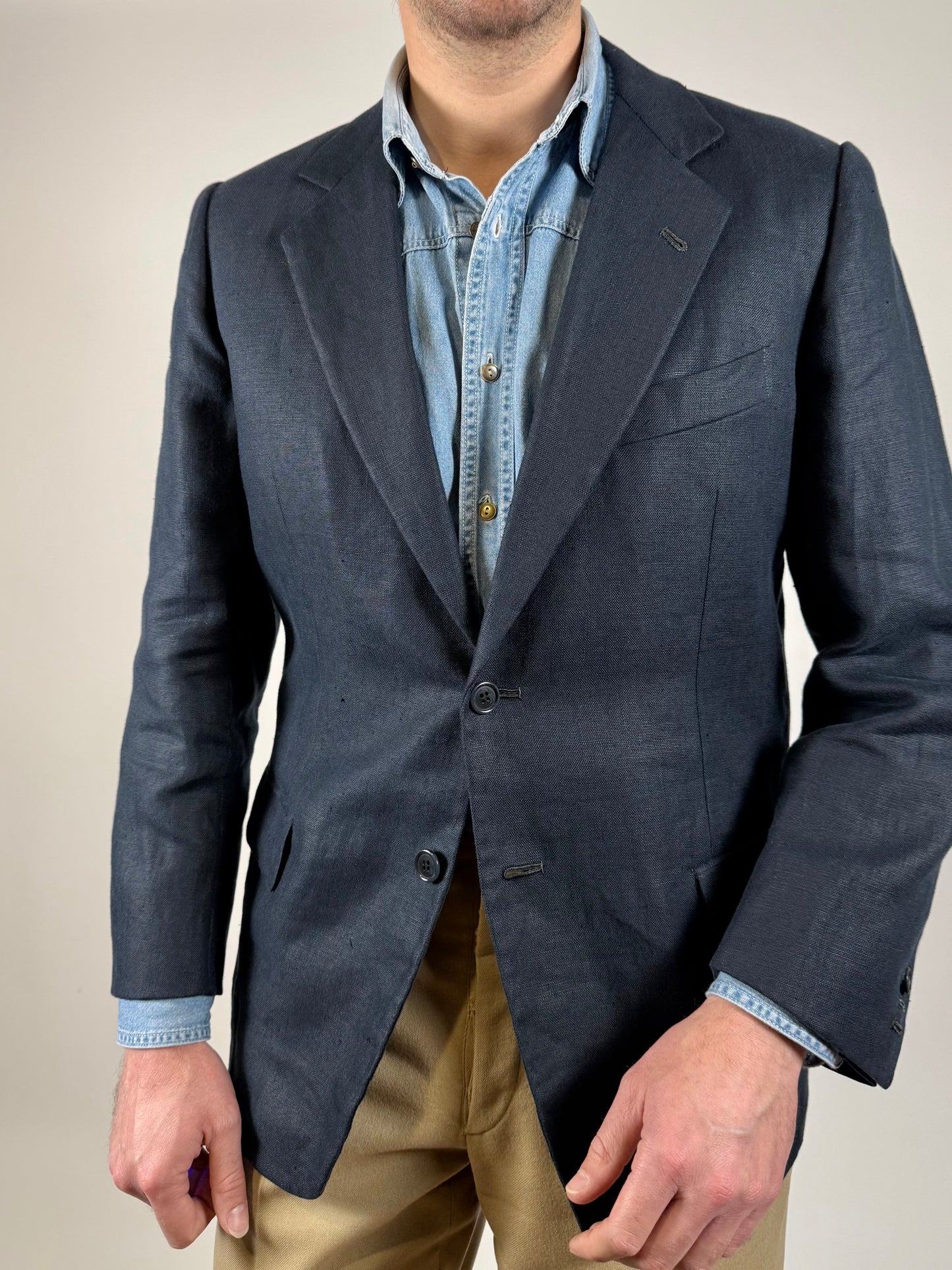 Giacca sartoriale in lino con fodera in seta - tg. 48/50