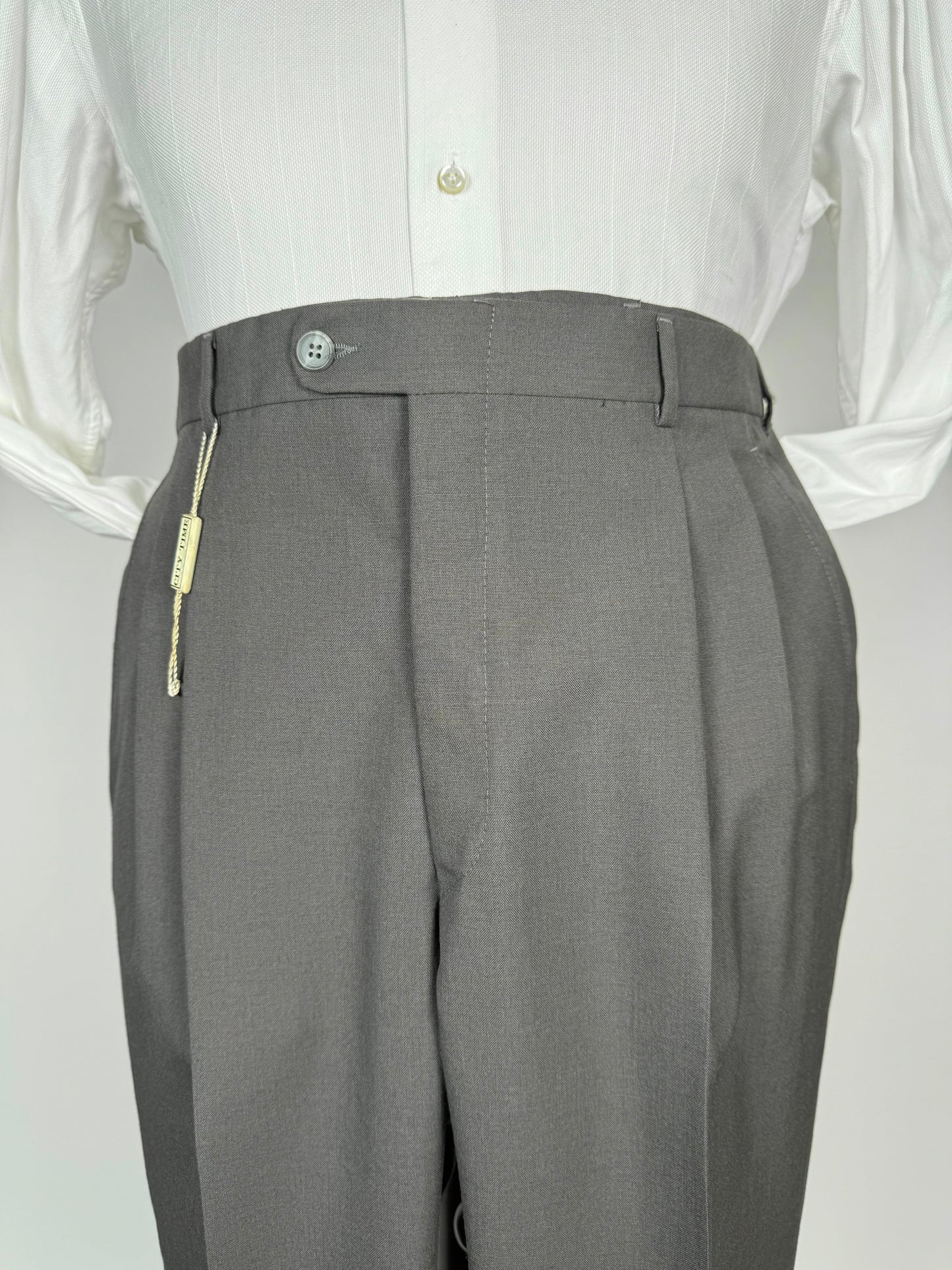 Pantaloni fresco lana grigio petrolio anni '80 (NOS) - tg. 52
