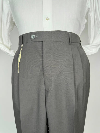 Pantaloni fresco lana grigio petrolio anni '80 (NOS) - tg. 52