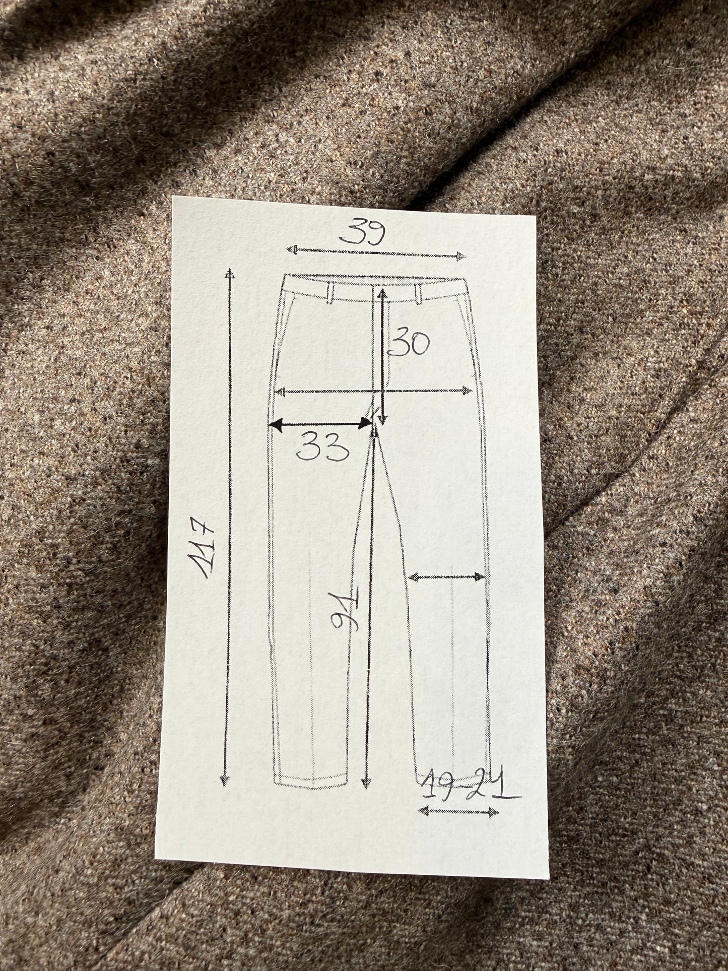 Pantaloni anni ‘70 flanella tabacco misto lana (NOS) - tg. 44