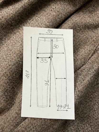 Pantaloni anni ‘70 flanella tabacco misto lana (NOS) - tg. 44