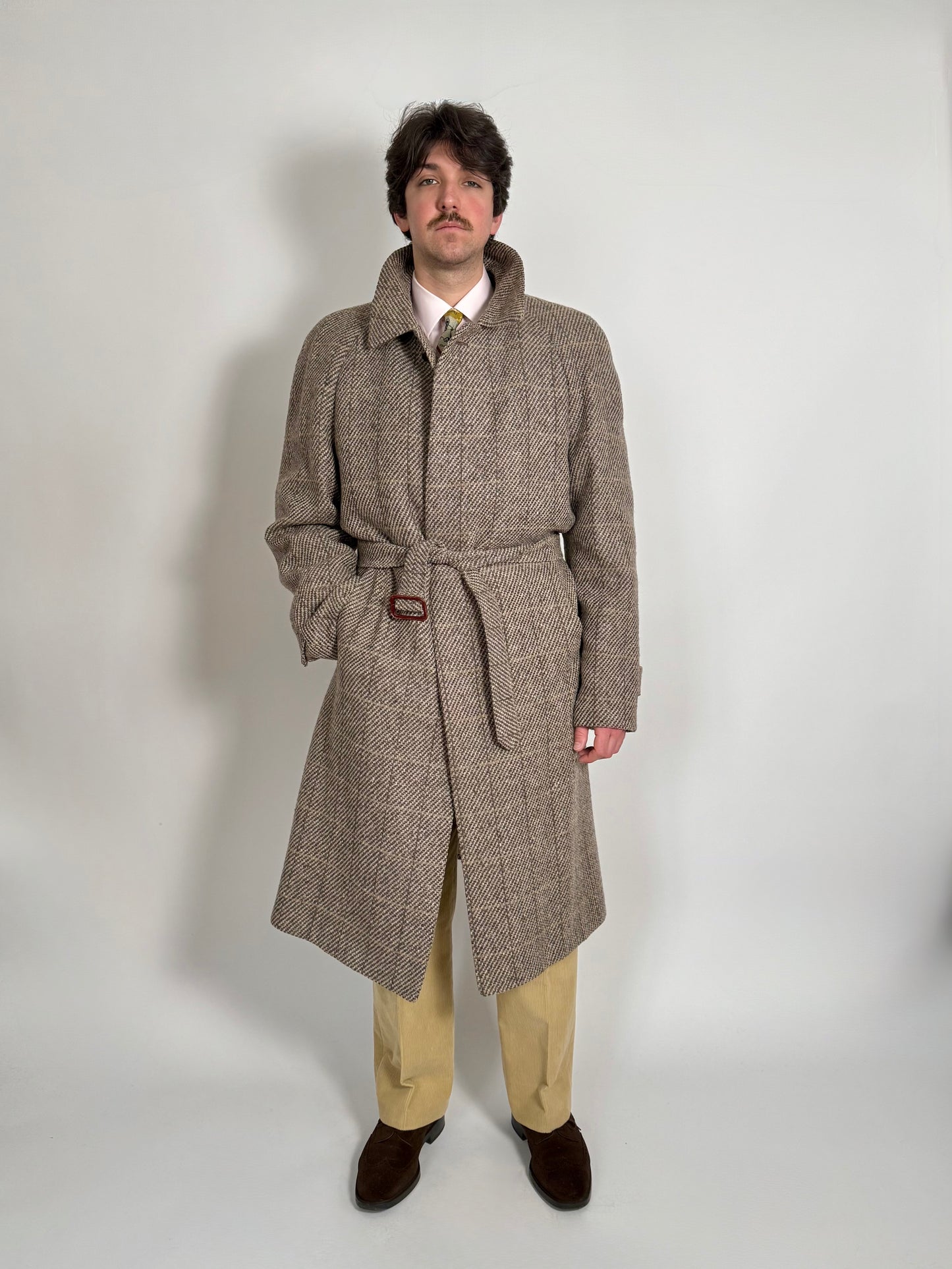 Cappotto raglan anni ‘80 tweed finestrato - tg. 54-56
