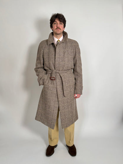 Cappotto raglan anni ‘80 tweed finestrato - tg. 54-56