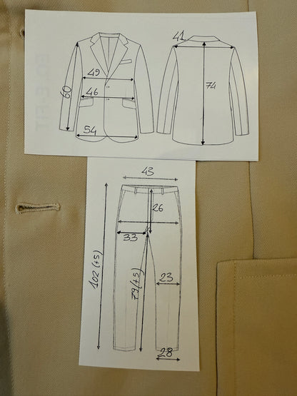 Completo sartoriale anni '70 a zampa in twill color panna - tg. 44/46