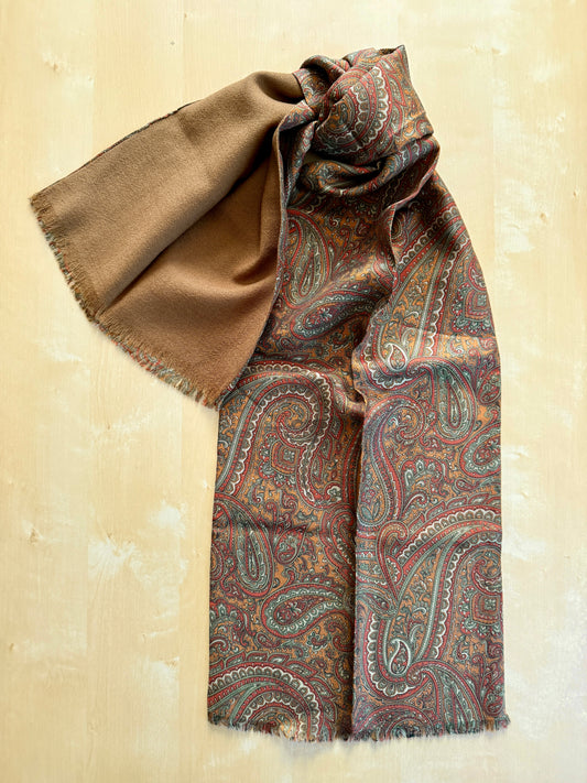 Sciarpa tubolare doppio tessuto in seta e lana