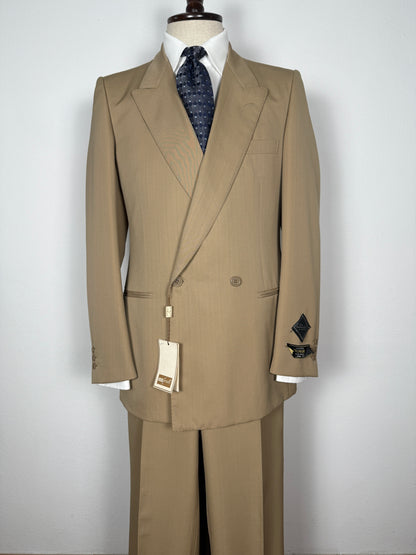 Completo doppiopetto Forall anni '70/'80 in twill beige (NOS) - tg.48