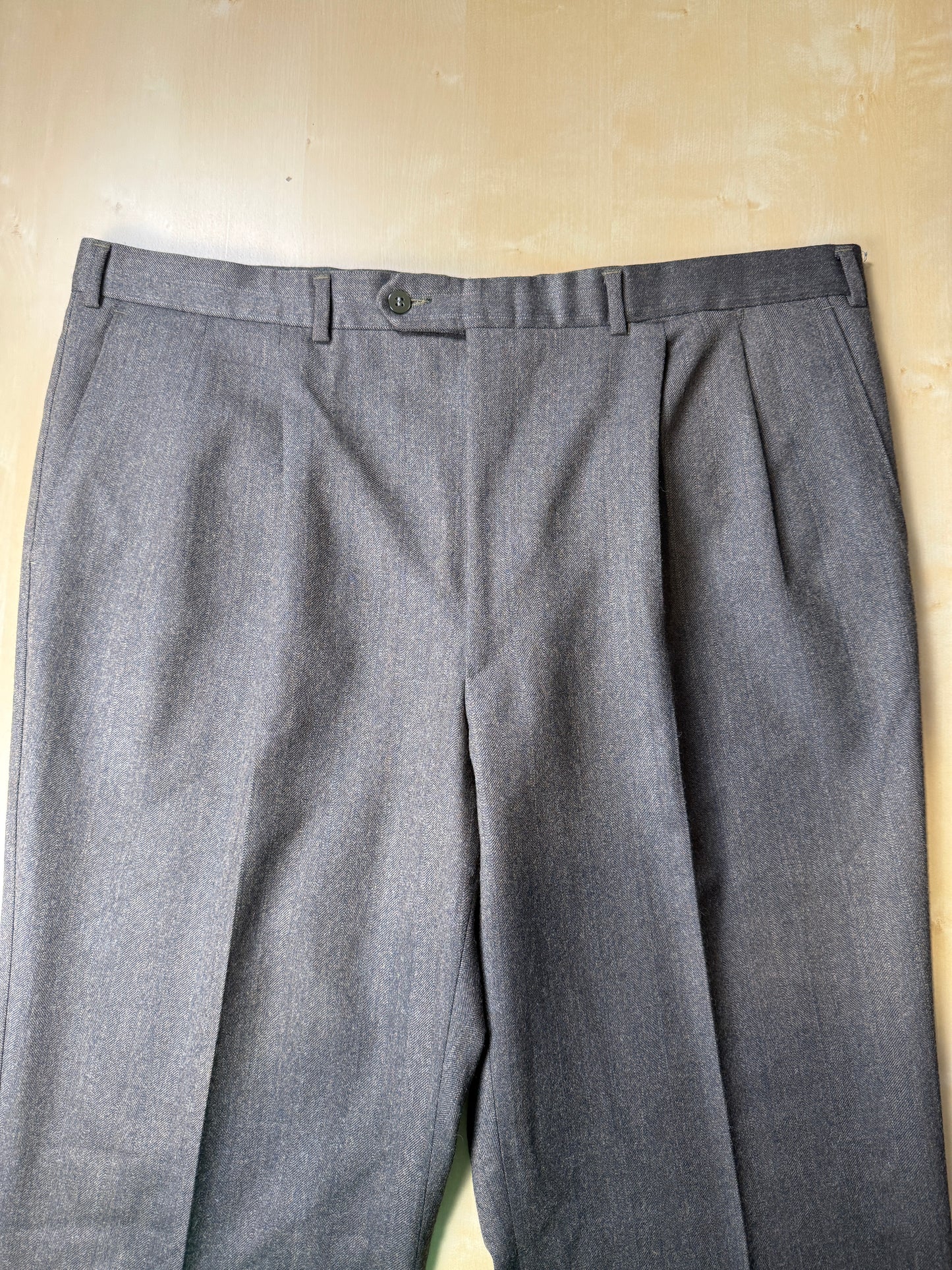 Pantaloni flanella marrone spigato - tg. 56/58