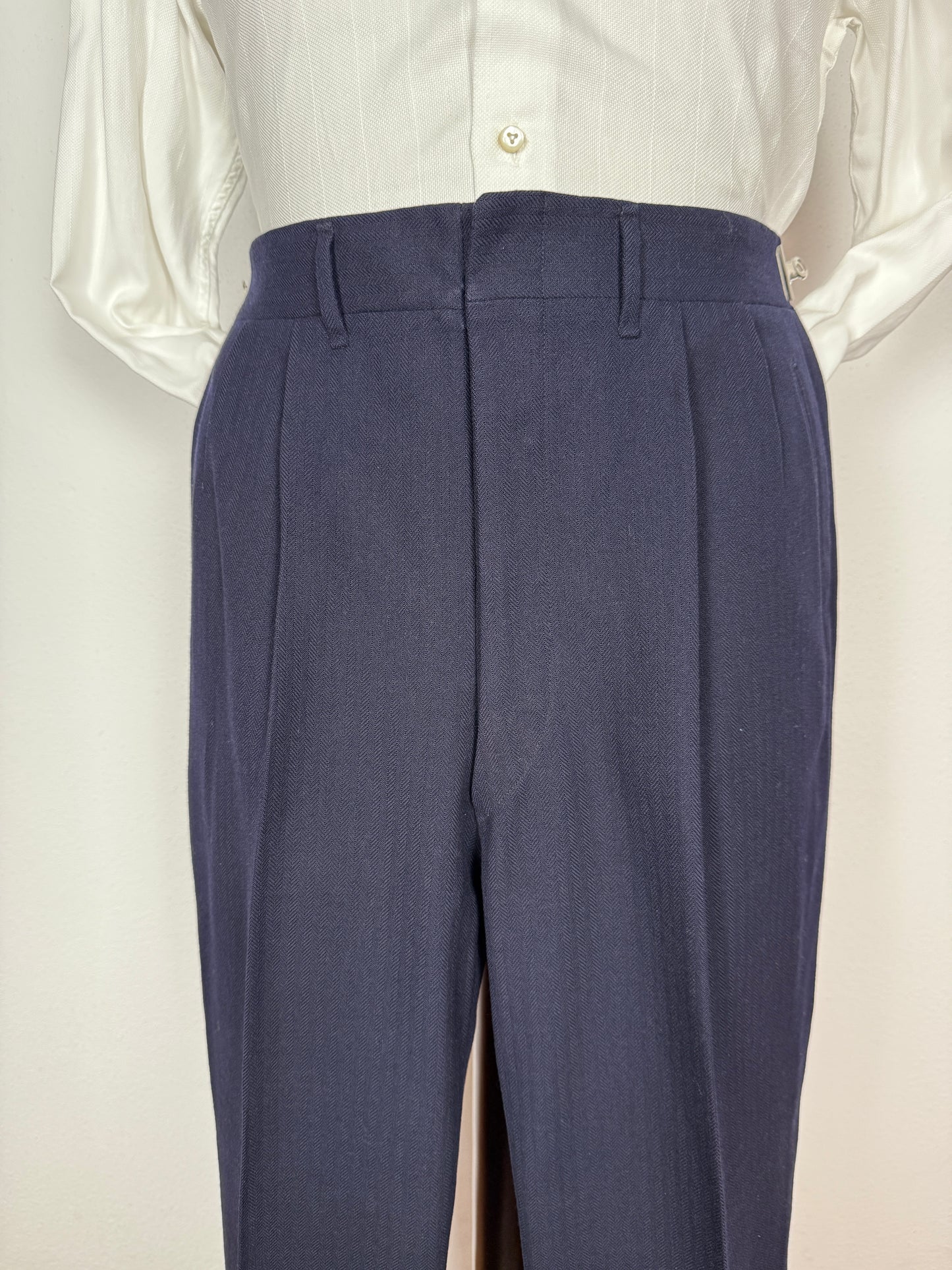 Completo doppiopetto sartoriale anni ‘40/‘50 blu spinato - tg. 46/48