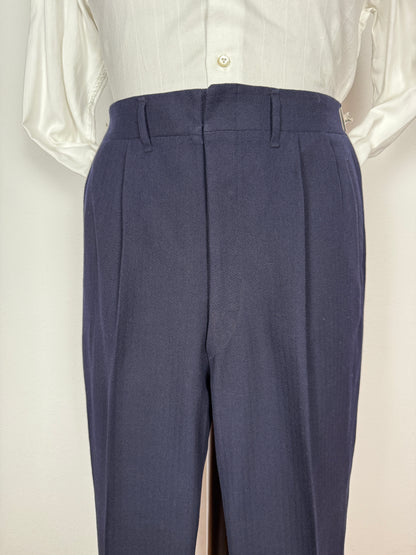 Completo doppiopetto sartoriale anni ‘40/‘50 blu spinato - tg. 46/48