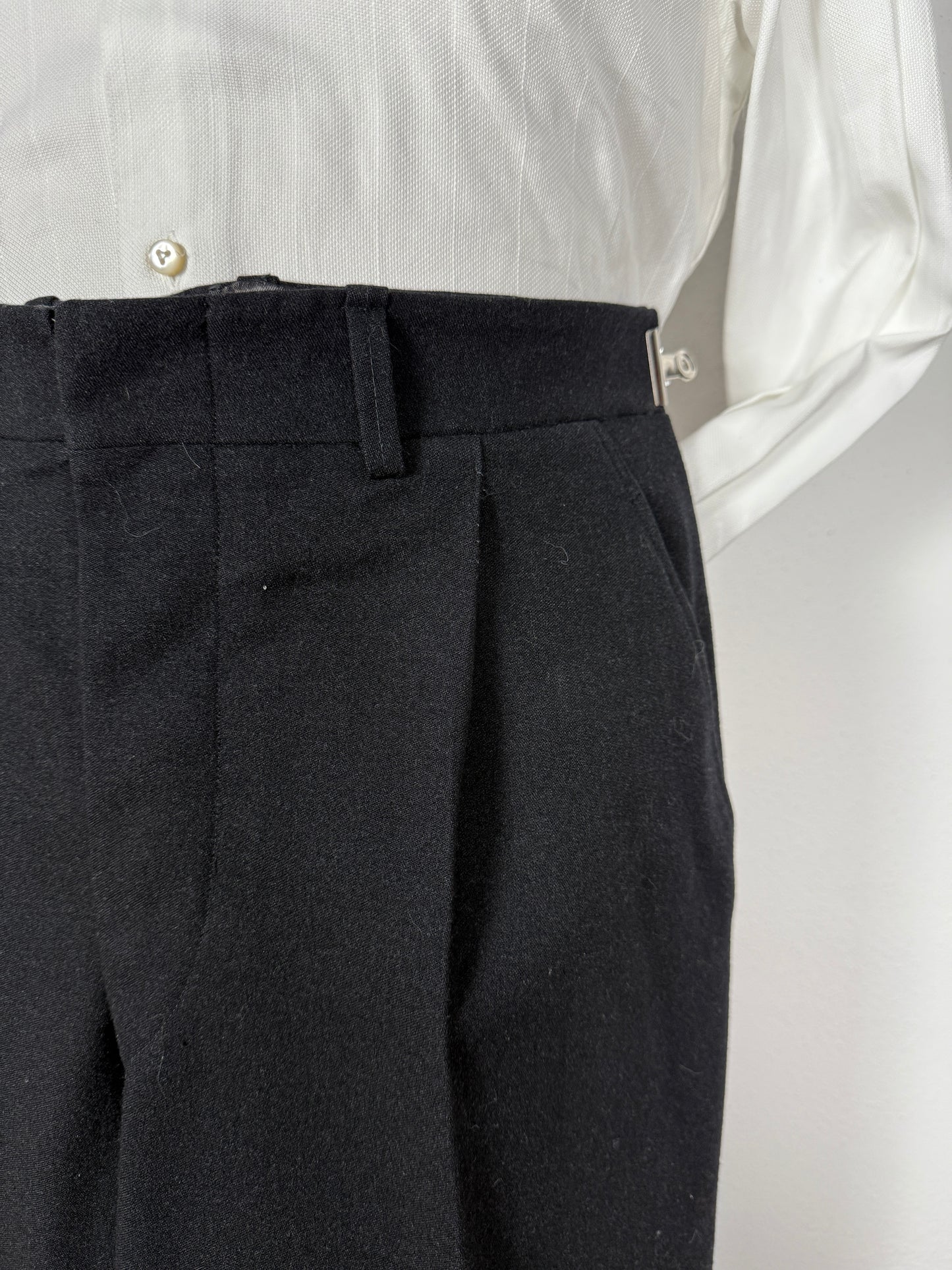 Completo 3 pezzi sartoriale anni ‘60/‘70 in flanella antracite - tg. 50