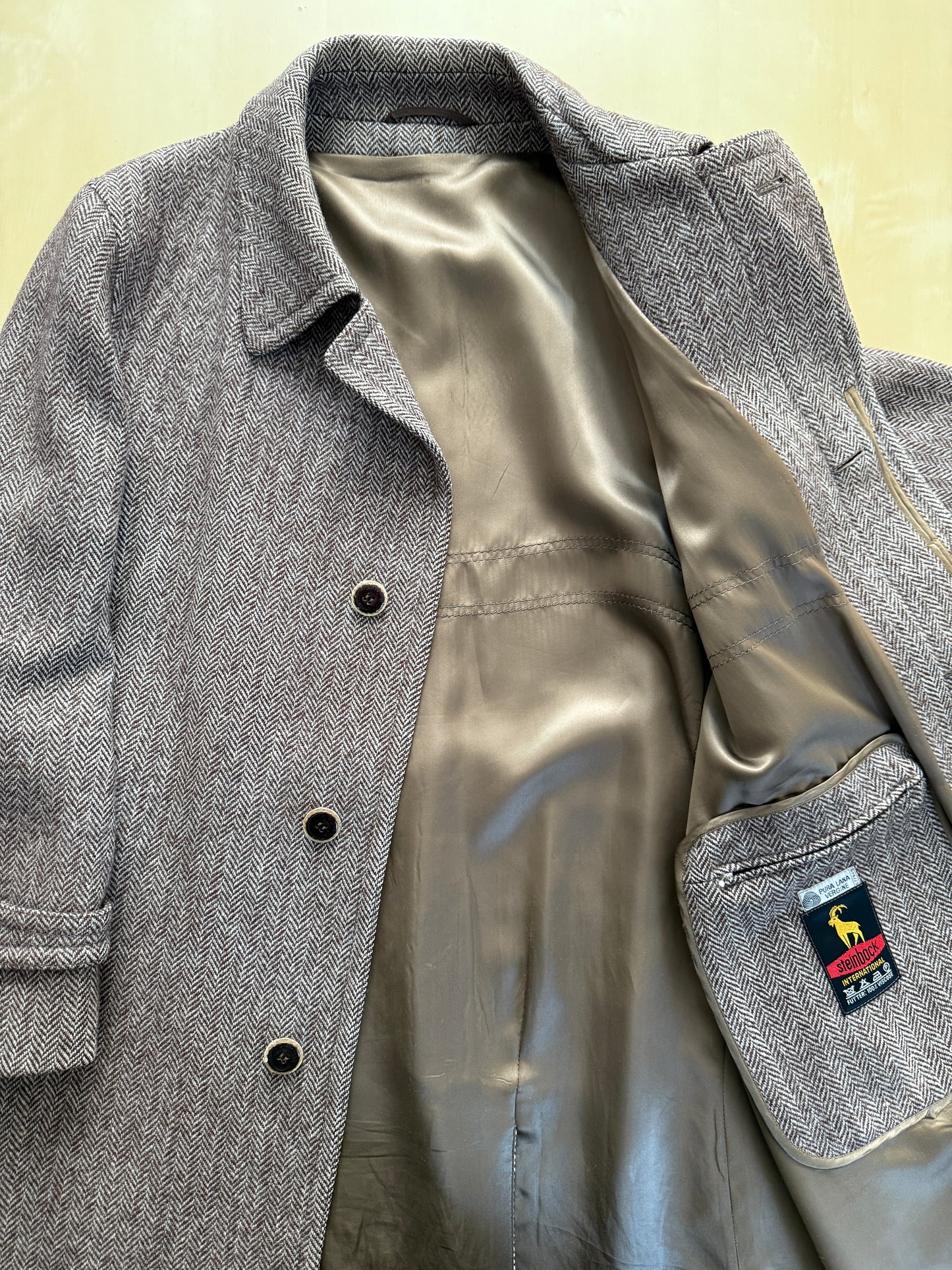 Cappotto in tweed marrone spigato - tg. 50-54