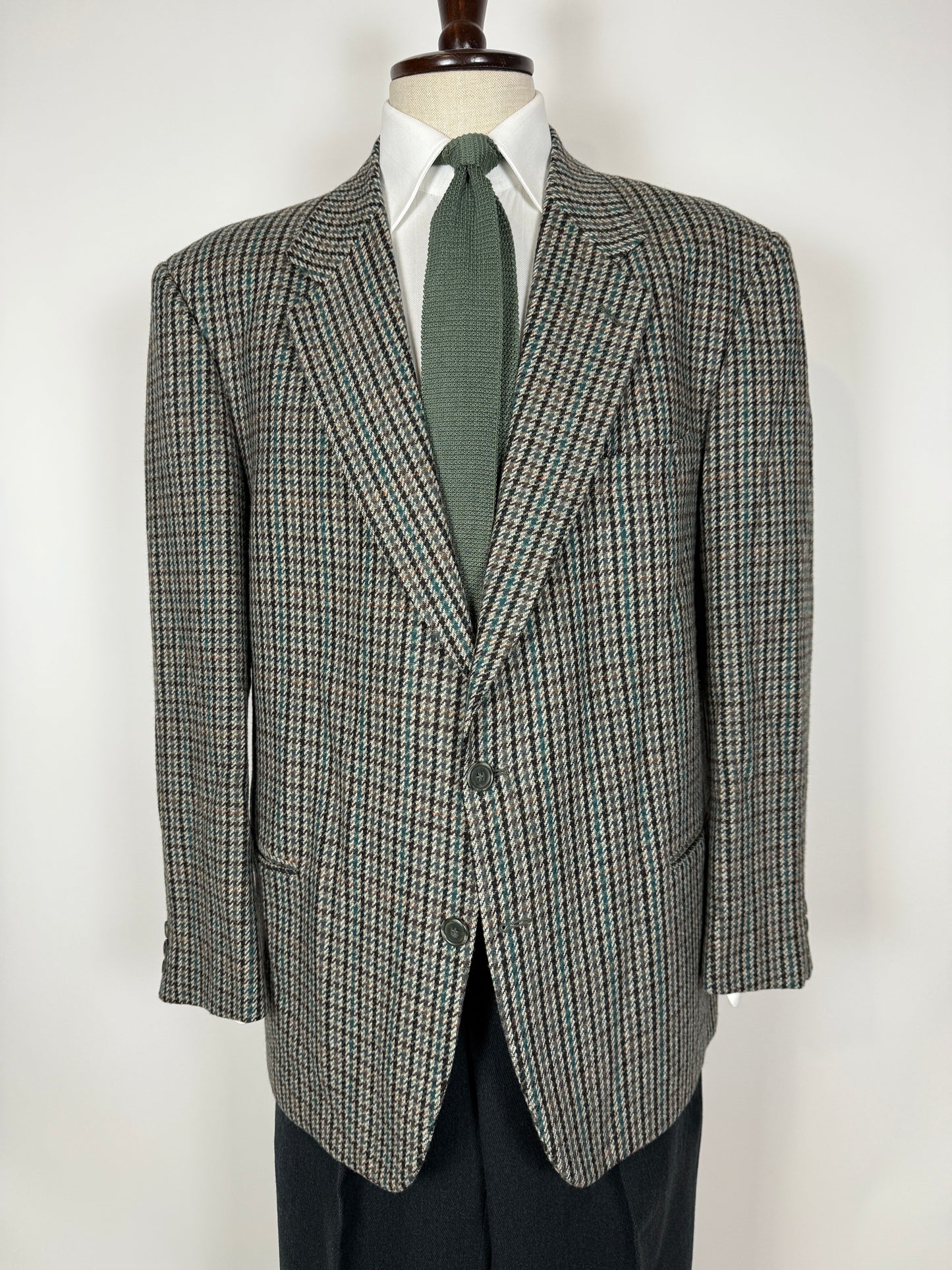 Giacca anni ‘80 pied-de-poule verde e grigio - tg. 60/62