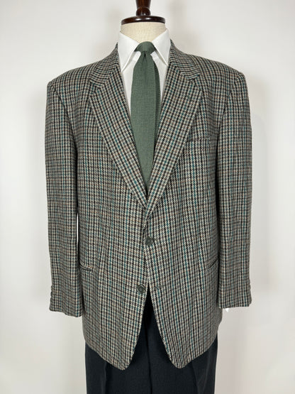 Giacca anni ‘80 pied-de-poule verde e grigio - tg. 60/62