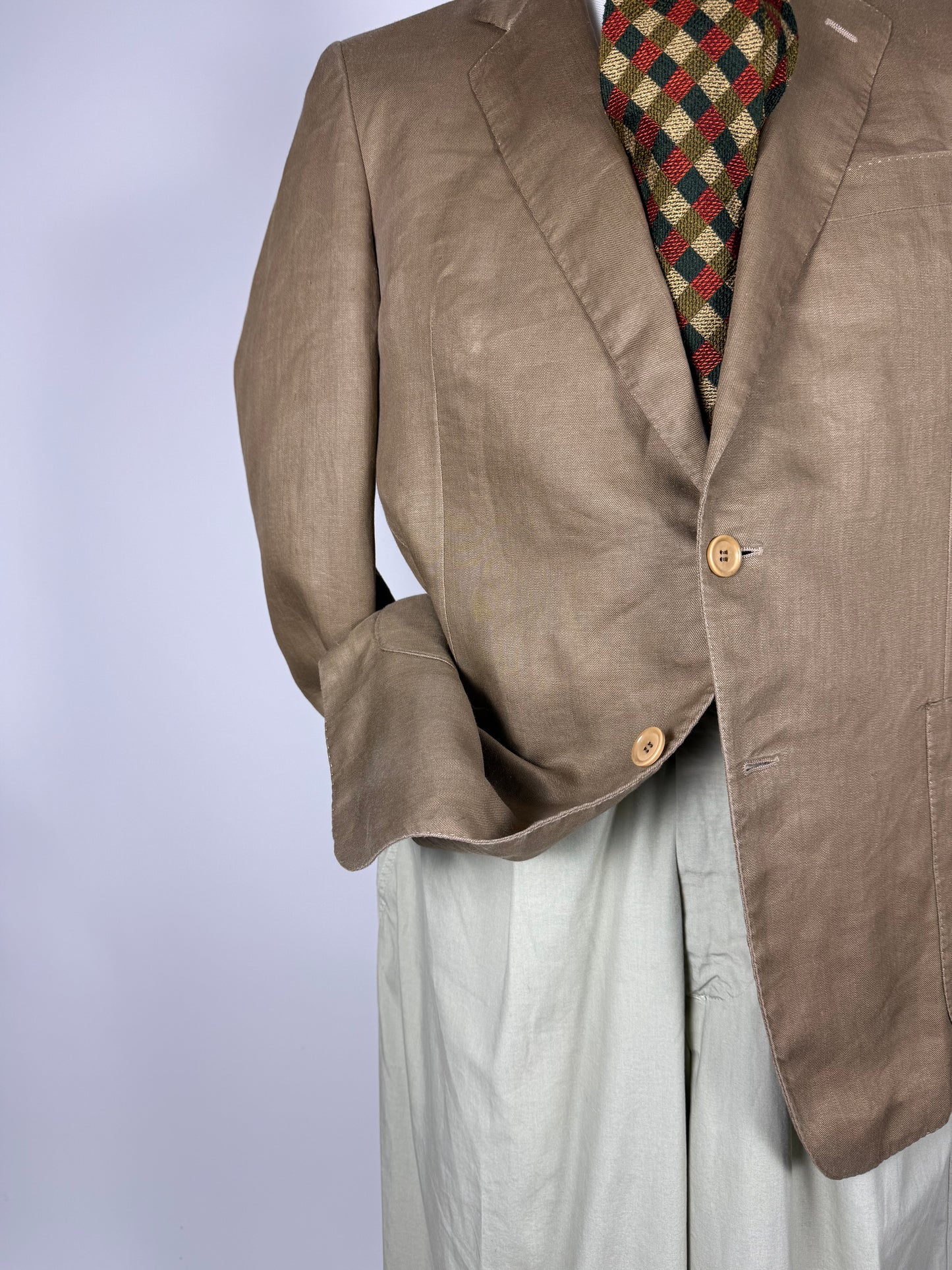 Giacca Corneliani anni '80 lino tabacco - tg. 48/50