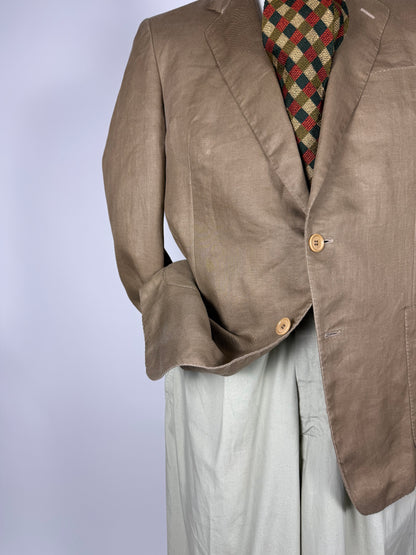 Giacca Corneliani anni '80 lino tabacco - tg. 48/50