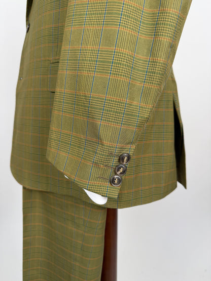 Completo anni ‘80 verde a quadri in cotone sfoderato - tg. 50