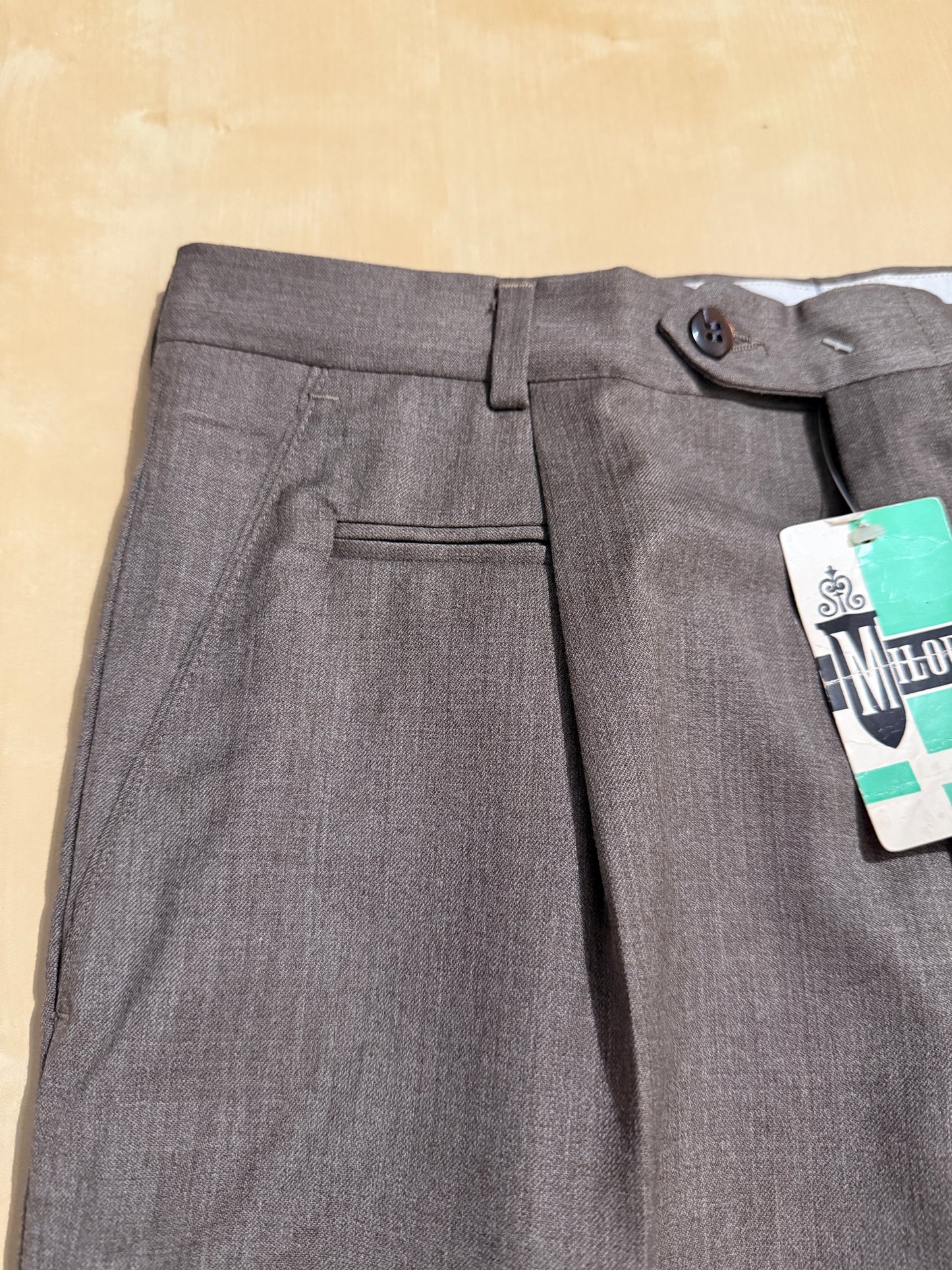 Pantalone anni ‘80 fresco lana marrone (NOS) - tg. 46