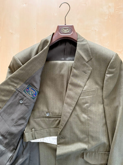 Completo anni ‘80 verde oliva lana pettinata E. Zegna - tg. 48/50