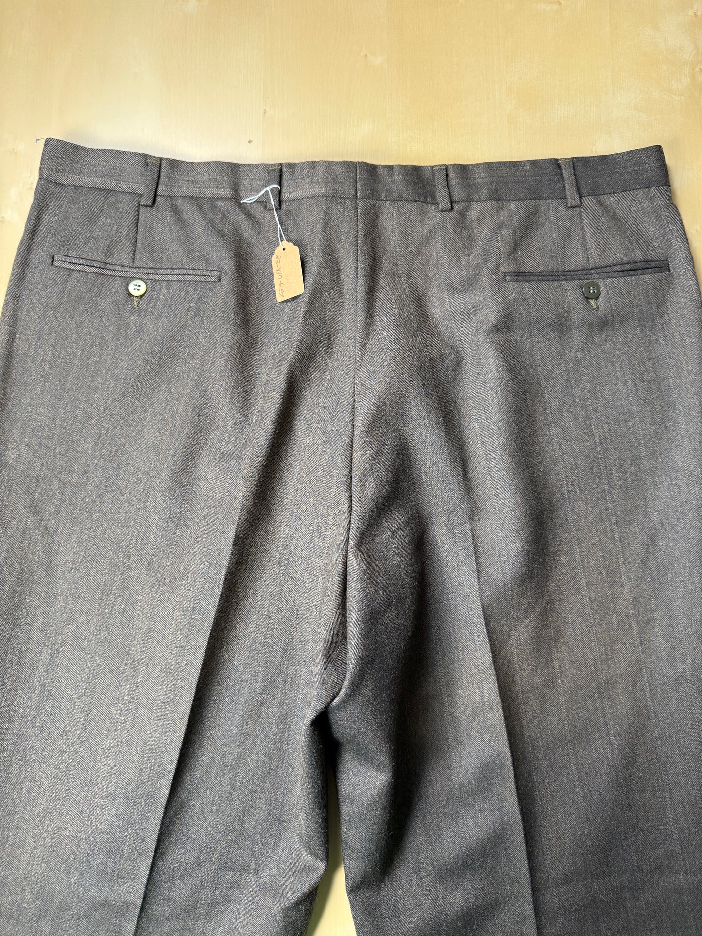 Pantaloni flanella marrone spigato - tg. 56/58