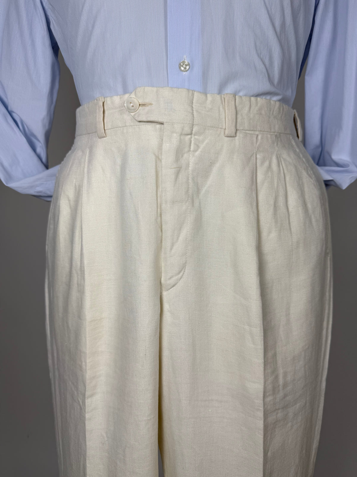 Pantaloni in lino bianco anni '70/'80 - tg. 48/50