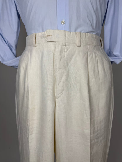 Pantaloni in lino bianco anni '70/'80 - tg. 48/50