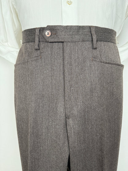 Pantalone anni ‘70 in flanella marrone con tasche alla carrettiera (NOS) - tg. 44/46