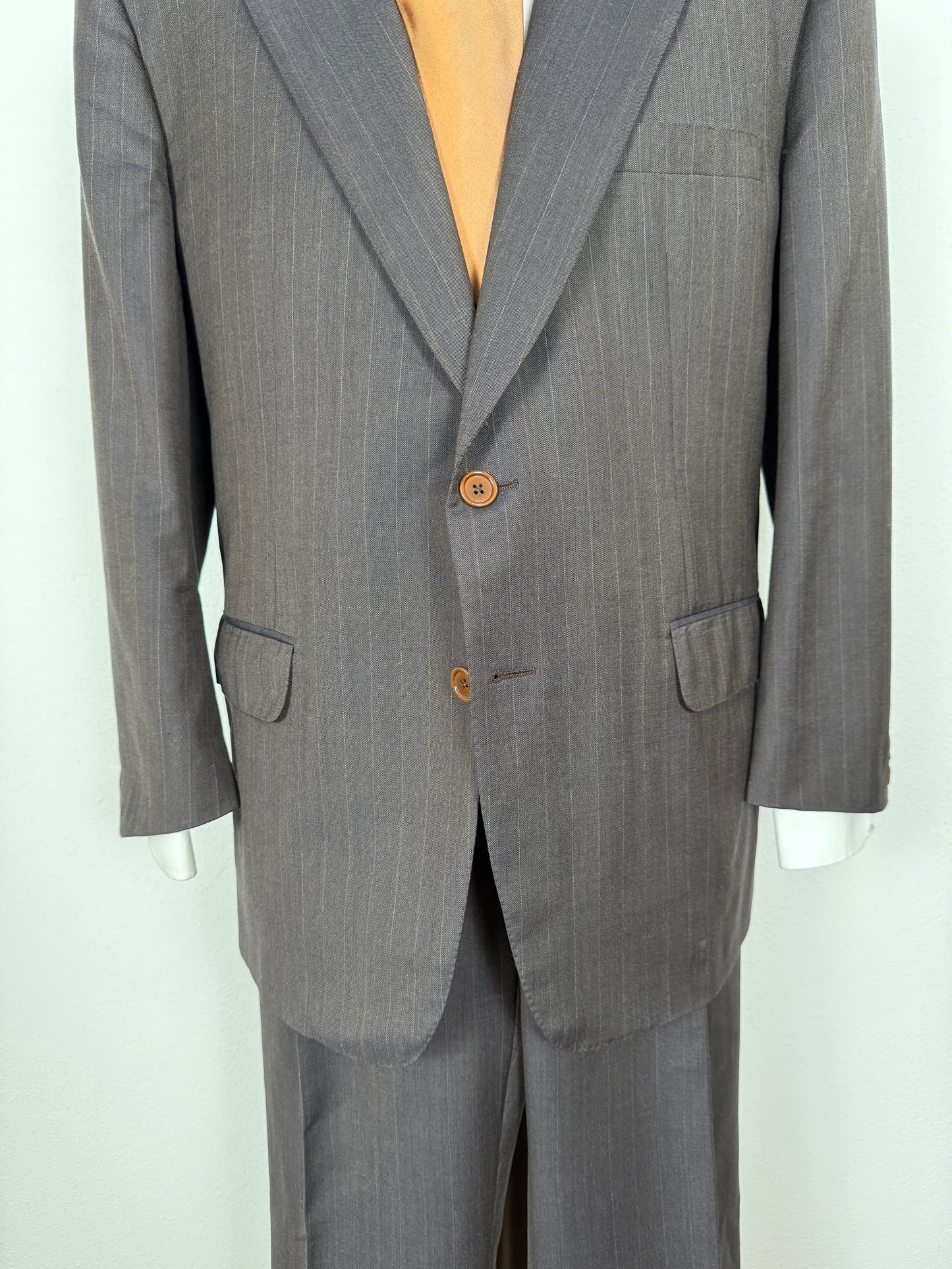 Completo Belvest anni '80 marrone gessato - tg. 56/58