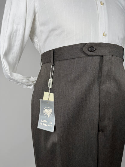 Pantaloni anni ‘90 lana pettinata cachi (NOS) - tg. 60/62