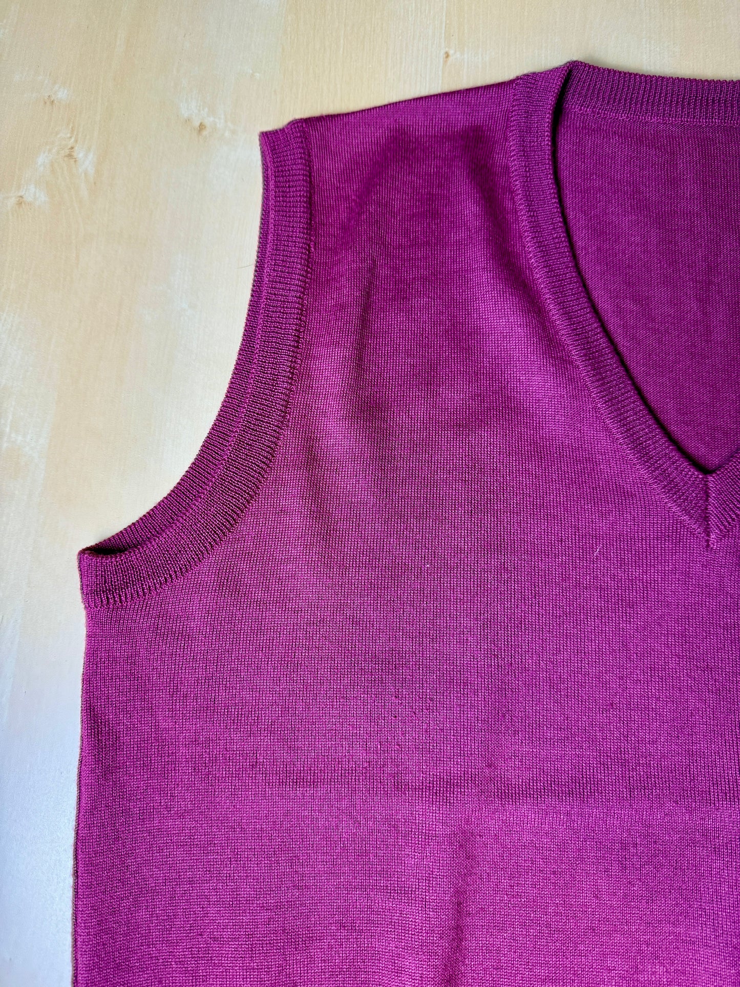 Gilet in pura lana merino rosa fucsia - M/L