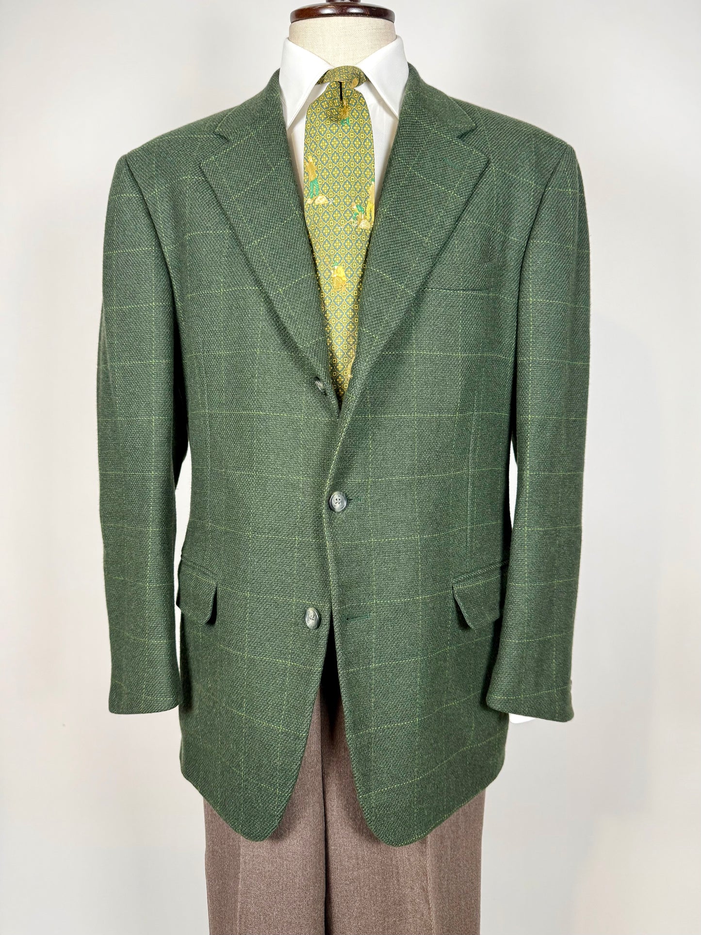 Giacca Cantarelli lana cammello e cashmere verde finestrato - tg. 56