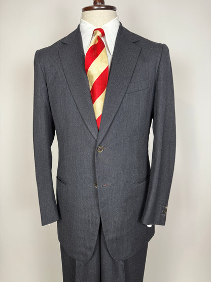 Completo su misura De Paz anni ‘70/‘80 antracite spigato - tg. 46/48