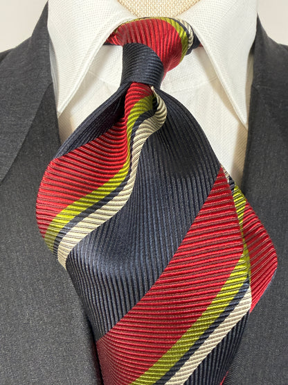 Cravatta regimental cannettata blu rossa e verde