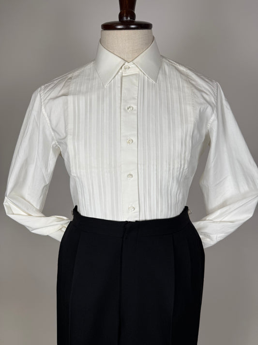 Camicia da smoking anni ‘70/‘80 con sparato plissettato - M collo 40