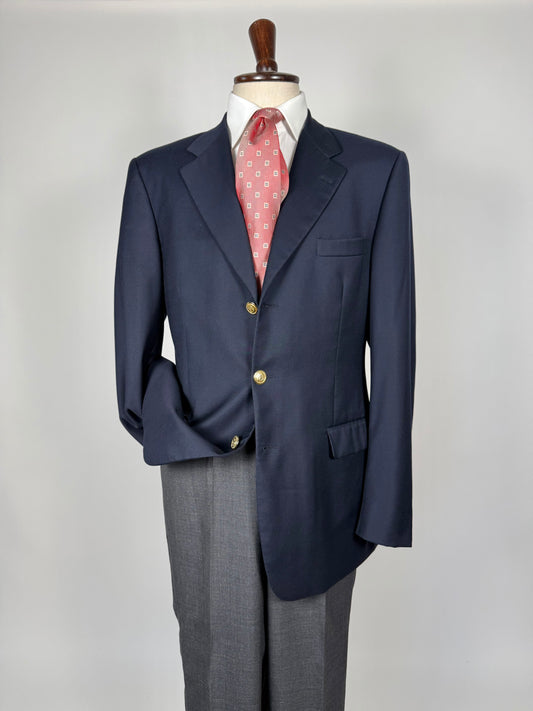 Blazer navy 3 bottoni in flanella pettinata - tg. 50/52 lunga