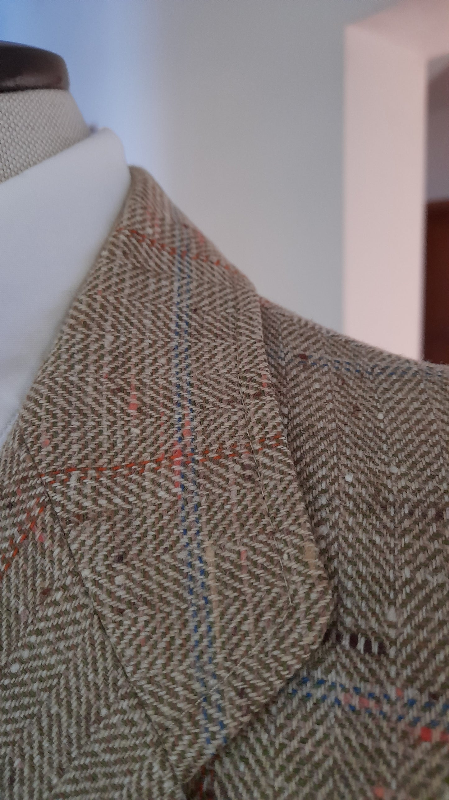 Giacca in tweed vintage pura lana tessuto Marzotto