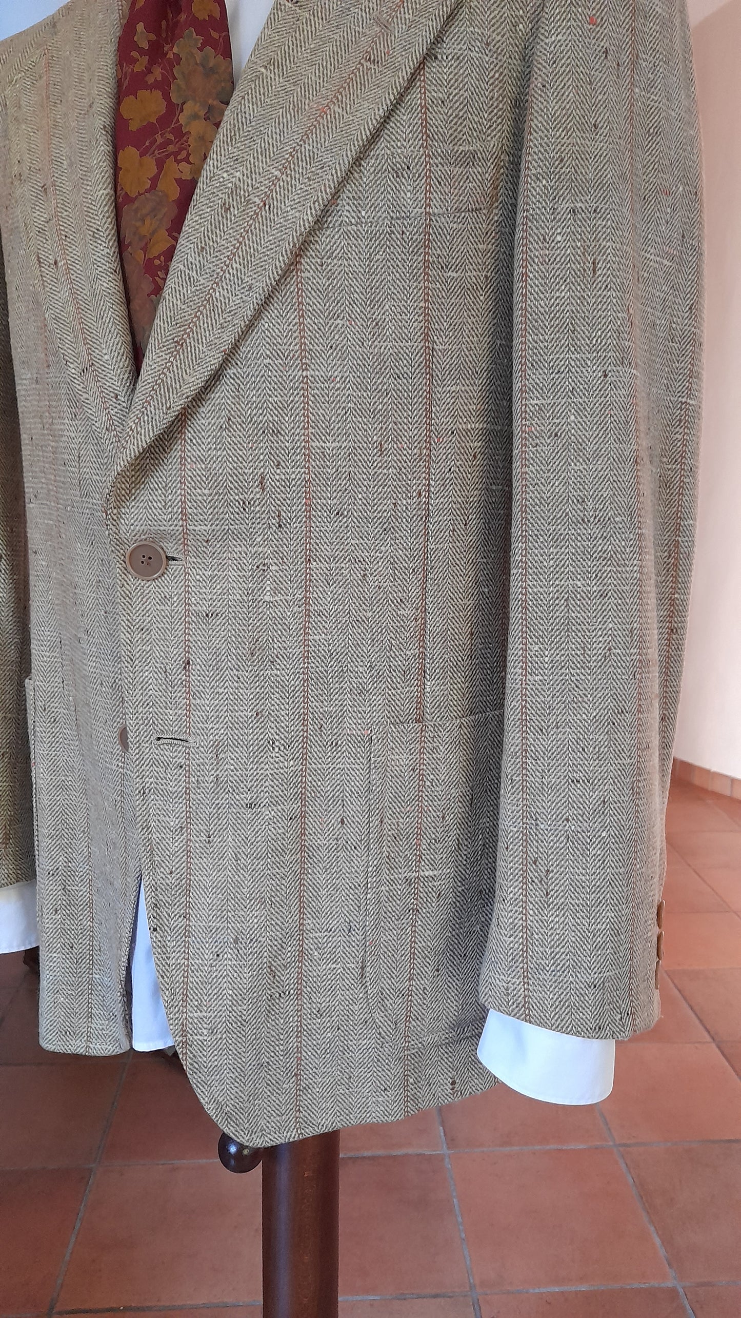 Giacca in tweed vintage pura lana tessuto Marzotto