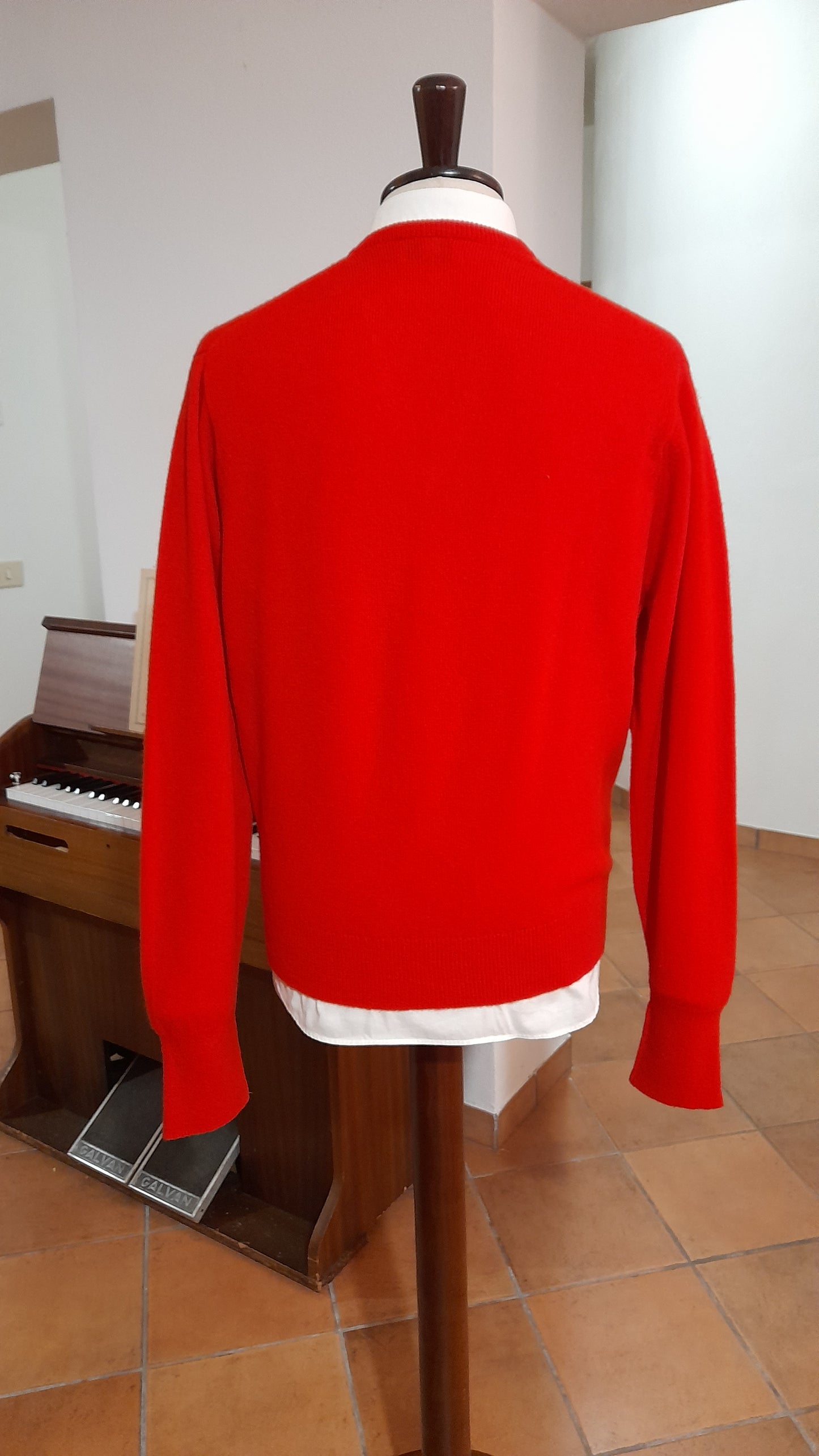 Pullover rosso scozzese in pura lana