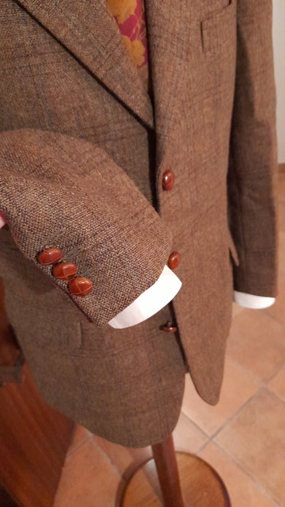 Giacca vintage tweed cachi windowpane 54