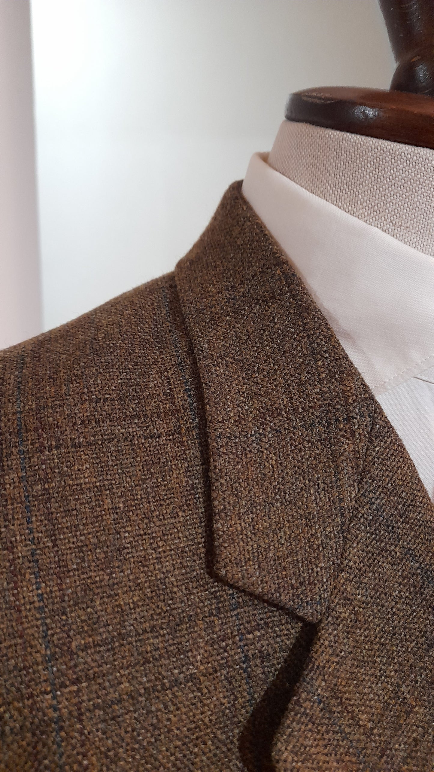 Giacca vintage tweed cachi windowpane 54