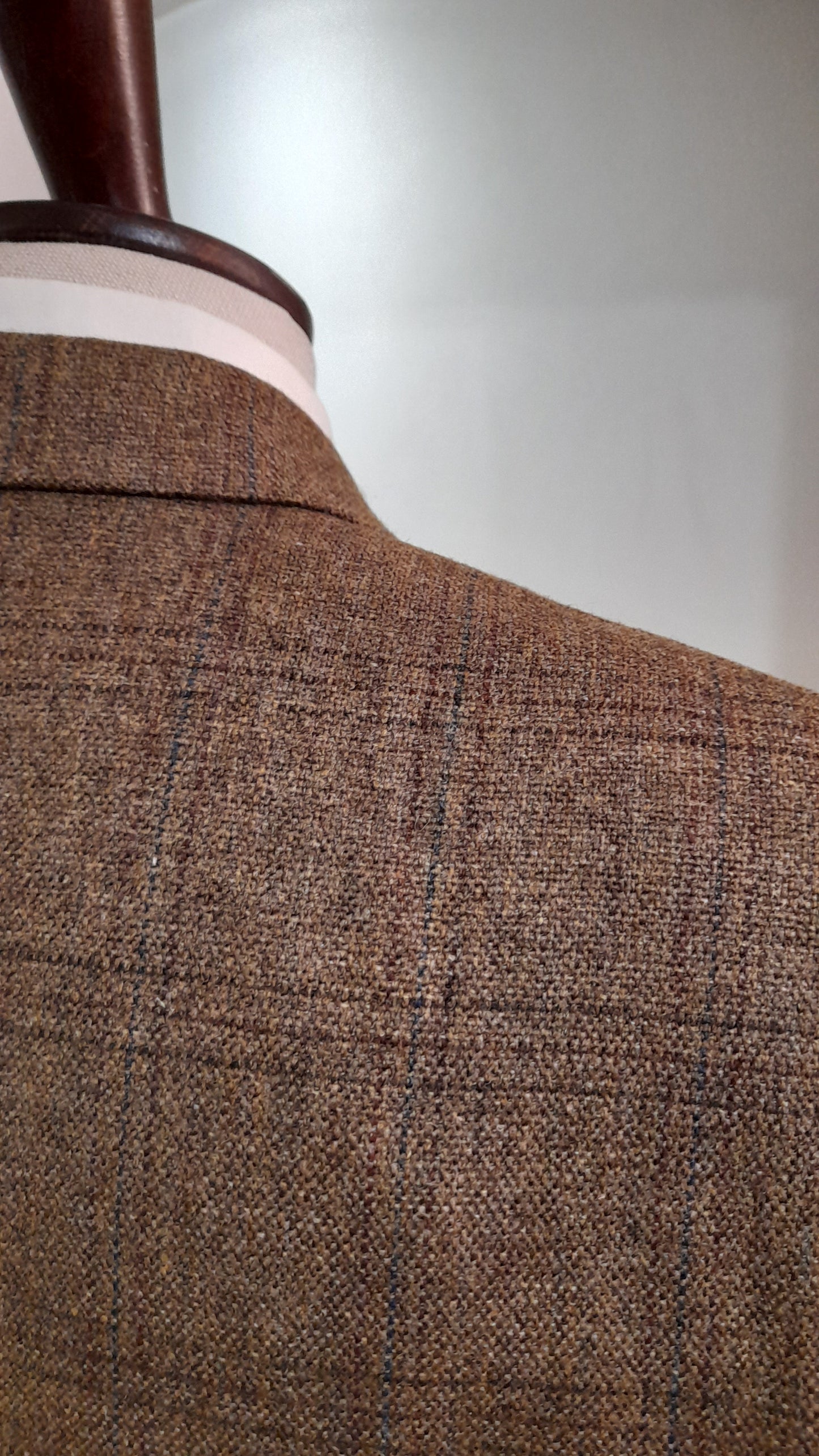 Giacca vintage tweed cachi windowpane 54